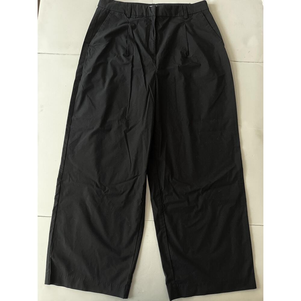Old Navy Pants Women 14 Black High Rise Wide Leg Adjustable Waist Relaxed